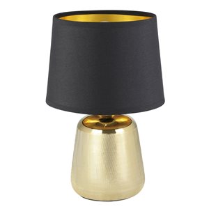 Eglo Manalba 1 11.75-in Gold Incandescent In-Line Standard Table Lamp with Fabric Shade