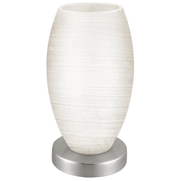 Eglo Batista 1 8.88-in Matte Nickel Incandescent In-Line Standard Table Lamp with Glass Shade