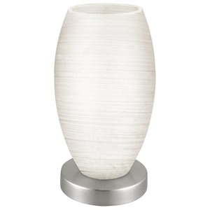 Eglo Batista 1 8.88-in Matte Nickel Incandescent In-Line Standard Table Lamp with Glass Shade