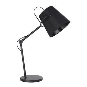 Eglo Granadillos 21-in Black Incandescent In-Line Standard Table Lamp with Fabric Shade