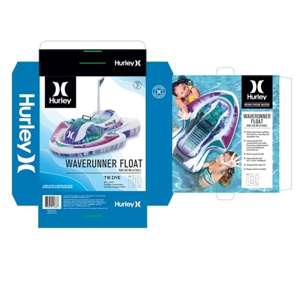 Hurley Wave Runner Water Inflatable Pool Float - Purple