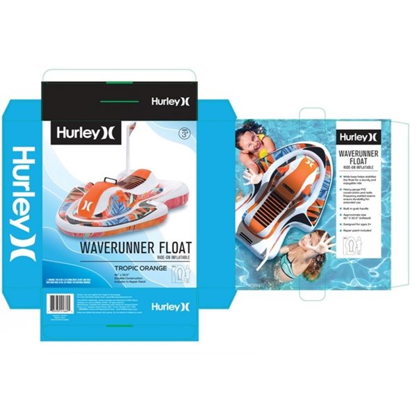 Flotteur de piscine gonflable Wave Runner par Hurley, orange