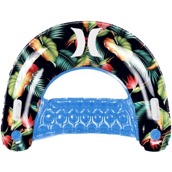 Chaise de piscine flottante gonflable par Hurley, motif tropical foncé