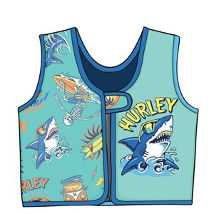 Hurley Neoprene Zip Up Swim Training Vest with Shark Design