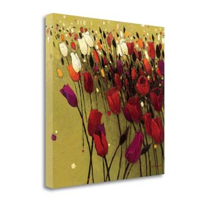 Impression sur toile sans cadre de 20 po x 20 po "Tulip Drift Green" par Shirley Novak de Tangletown Fine Art