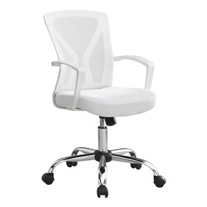 Chaise de bureau blanche contemporaine Monarch Specialties ergonomique et pivotante à hauteur réglable