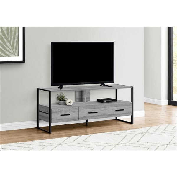 Monarch Specialties 48-in Grey Faux Wood TV Stand