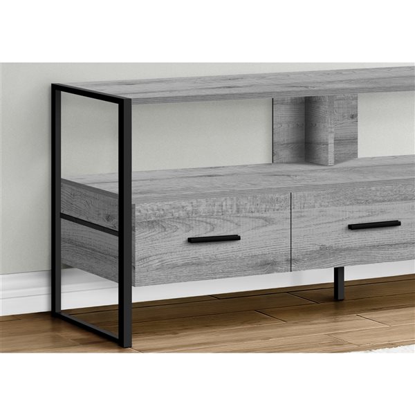 Monarch Specialties 48-in Grey Faux Wood TV Stand