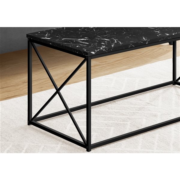 Monarch Specialties Black Faux Marble Composite Coffee Table