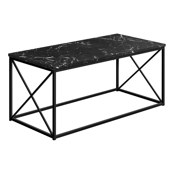 Monarch Specialties Black Faux Marble Composite Coffee Table