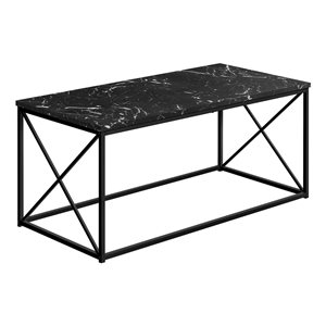 Monarch Specialties Black Faux Marble Composite Coffee Table