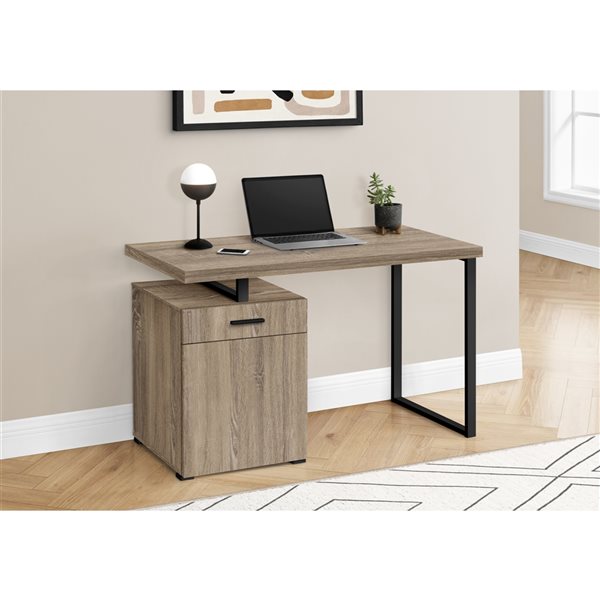 Monarch Specialties Dark Taupe Faux Wood 47.25-in Modern/Contemporary Computer Desk