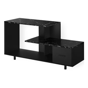 Monarch Specialties 48-in Black Faux Marble TV Stand