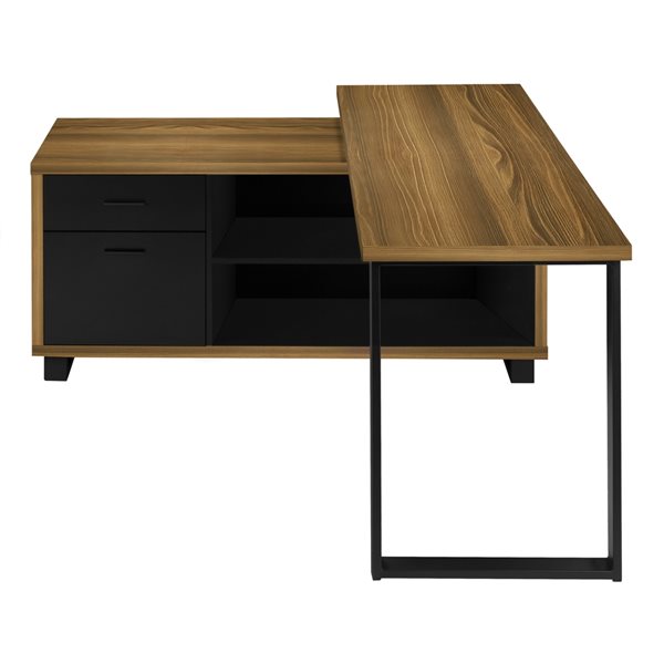 Monarch Specialties 72-in Walnut Faux Wood Modern/Contemporary L-Shaped Desk