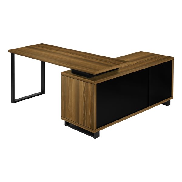 Monarch Specialties 72-in Walnut Faux Wood Modern/Contemporary L-Shaped Desk