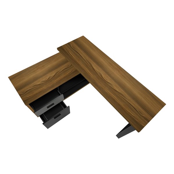 Monarch Specialties 72-in Walnut Faux Wood Modern/Contemporary L-Shaped Desk