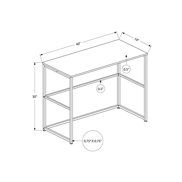 Monarch Specialties White 40-in Modern/Contemporary Computer Desk