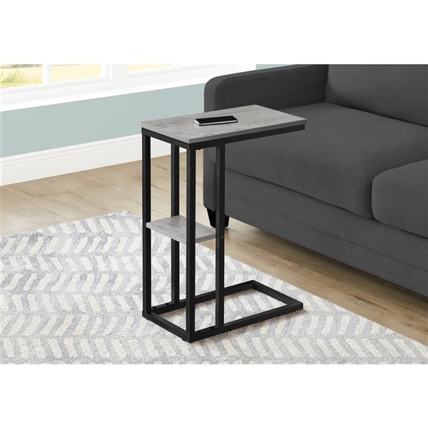 Monarch Specialties Rectangular Grey Faux Wood Composite End Table RONA