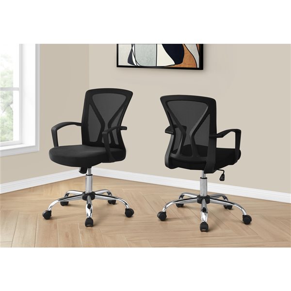 Monarch Specialties Black Contemporary Adjustable Height Ergonomic Swivel Desk Chair