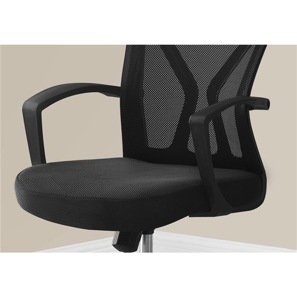 Monarch Specialties Black Contemporary Adjustable Height Ergonomic Swivel Desk Chair