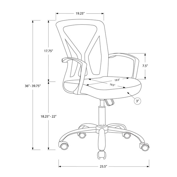 Monarch Specialties Black Contemporary Adjustable Height Ergonomic Swivel Desk Chair