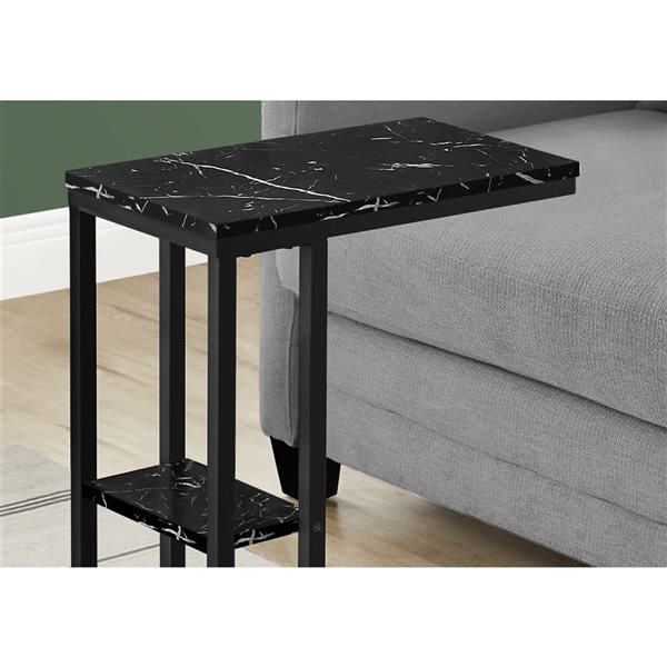 Monarch Specialties Rectangular Black Faux Marble Composite End Table