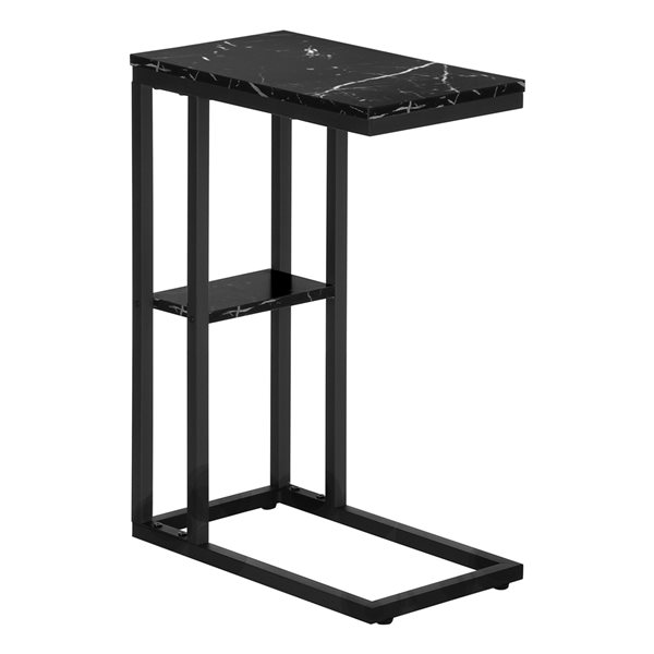 Monarch Specialties Rectangular Black Faux Marble Composite End Table