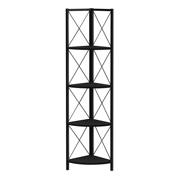 Monarch Specialties Black Metal 4-Shelf Corner Bookcase