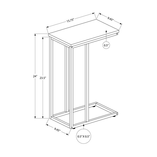 Table pour canapé rectangulaire Monarch Specialties en composite, effet de bois brun