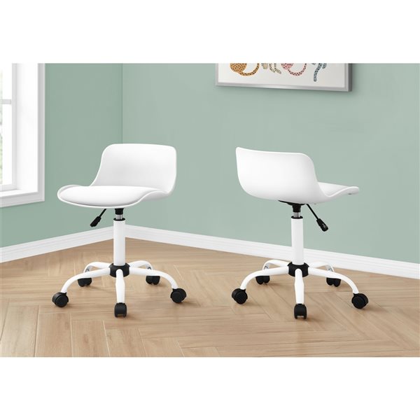 Monarch Specialties White Contemporary Ergonomic Adjustable Height Swivel Desk Chair