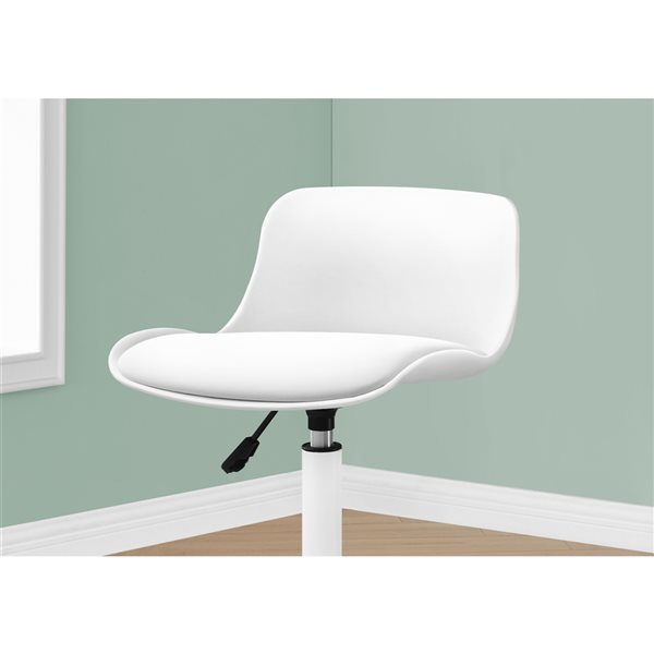 Monarch Specialties White Contemporary Ergonomic Adjustable Height Swivel Desk Chair