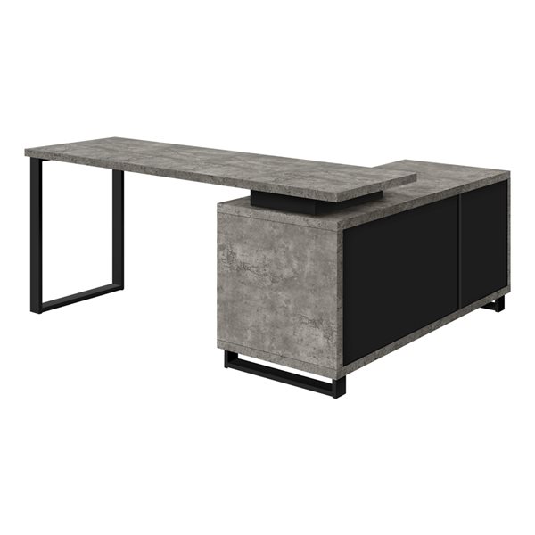 Bureau en L Monarch Specialties moderne/contemporain de 72 po, imitation de ciment gris