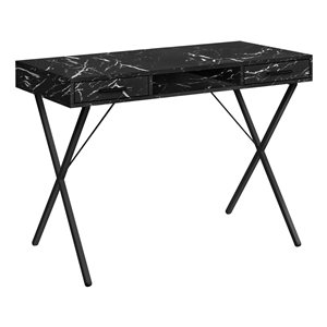 Monarch Specialties 42-in Black Faux Marble Modern/Contemporary Computer Desk