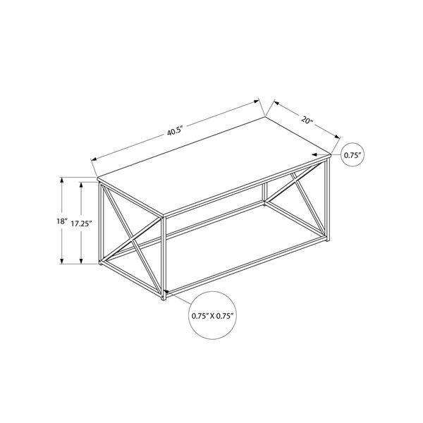 Table basse Monarch Specialties en composite, imitation de pierre grise