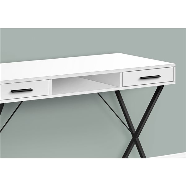 Bureau d’ordinateur Monarch Specialties moderne/contemporain de 42 po, blanc