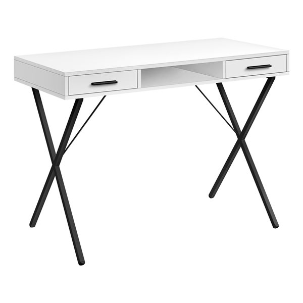 Bureau d’ordinateur Monarch Specialties moderne/contemporain de 42 po, blanc