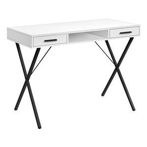 Bureau d’ordinateur Monarch Specialties moderne/contemporain de 42 po, blanc