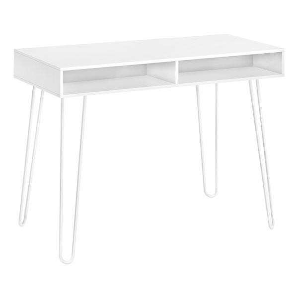 Bureau d’ordinateur Monarch Specialties moderne/contemporain de 40 po, blanc