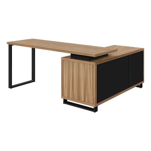 Monarch Specialties 72-in Light Brown Faux Wood Modern/Contemporary L-Shaped Desk