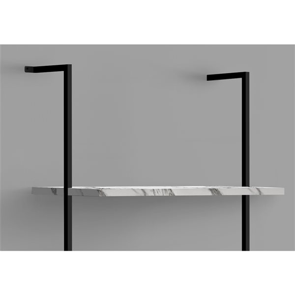 Monarch Specialties White Faux Marble Metal 5-Shelf Ladder Bookcase