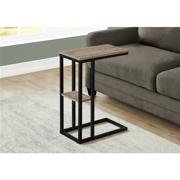 Monarch Specialties Rectangular Dark Taupe Faux Wood Composite End Table