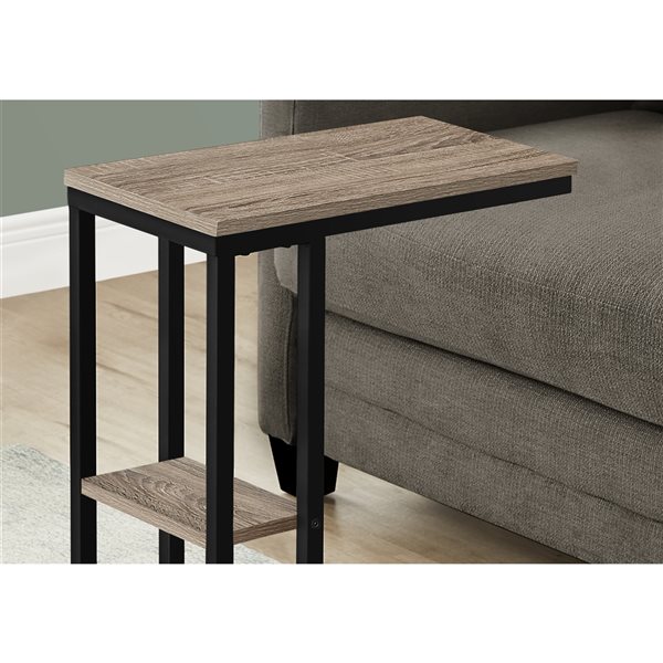 Monarch Specialties Rectangular Dark Taupe Faux Wood Composite End Table