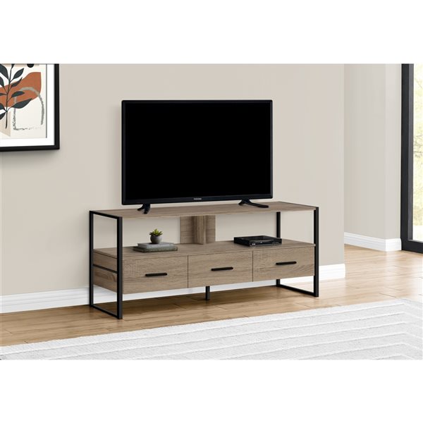 Monarch Specialties 48-in Dark Taupe Faux Wood TV Stand