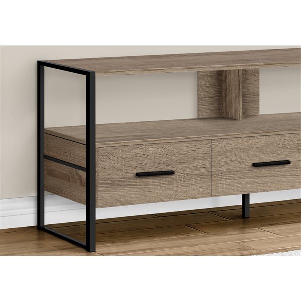 Monarch Specialties 48-in Dark Taupe Faux Wood TV Stand