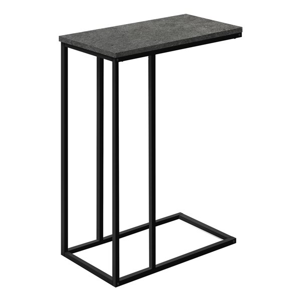 Monarch Specialties Grey Faux Stone Composite Rectangular End Table