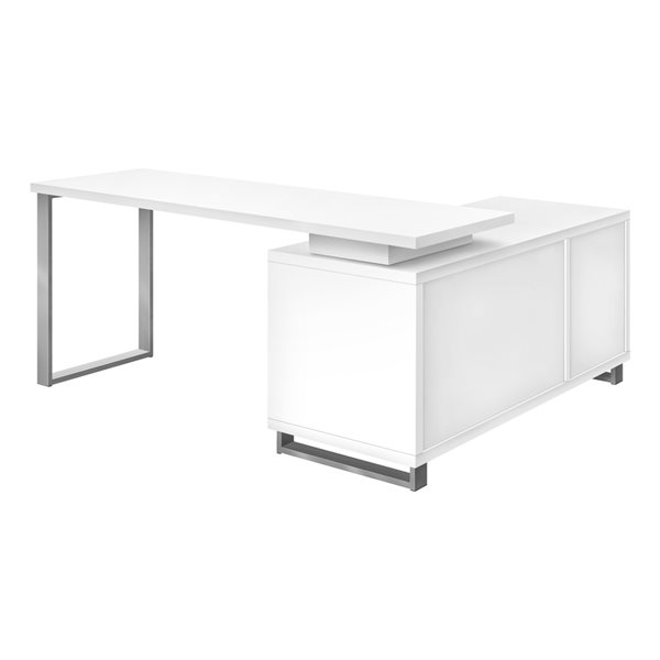 Bureau en L Monarch Specialties moderne/contemporain de 72 po, blanc