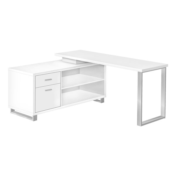 Bureau en L Monarch Specialties moderne/contemporain de 72 po, blanc