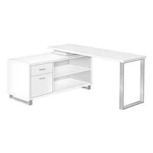 Bureau en L Monarch Specialties moderne/contemporain de 72 po, blanc