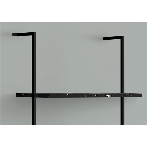 Monarch Specialties Black Faux Marble Metal 5-Shelf Ladder Bookcase