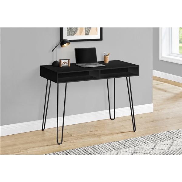 Bureau d'ordinateur Monarch Specialties moderne/contemporain de 40 po, noir